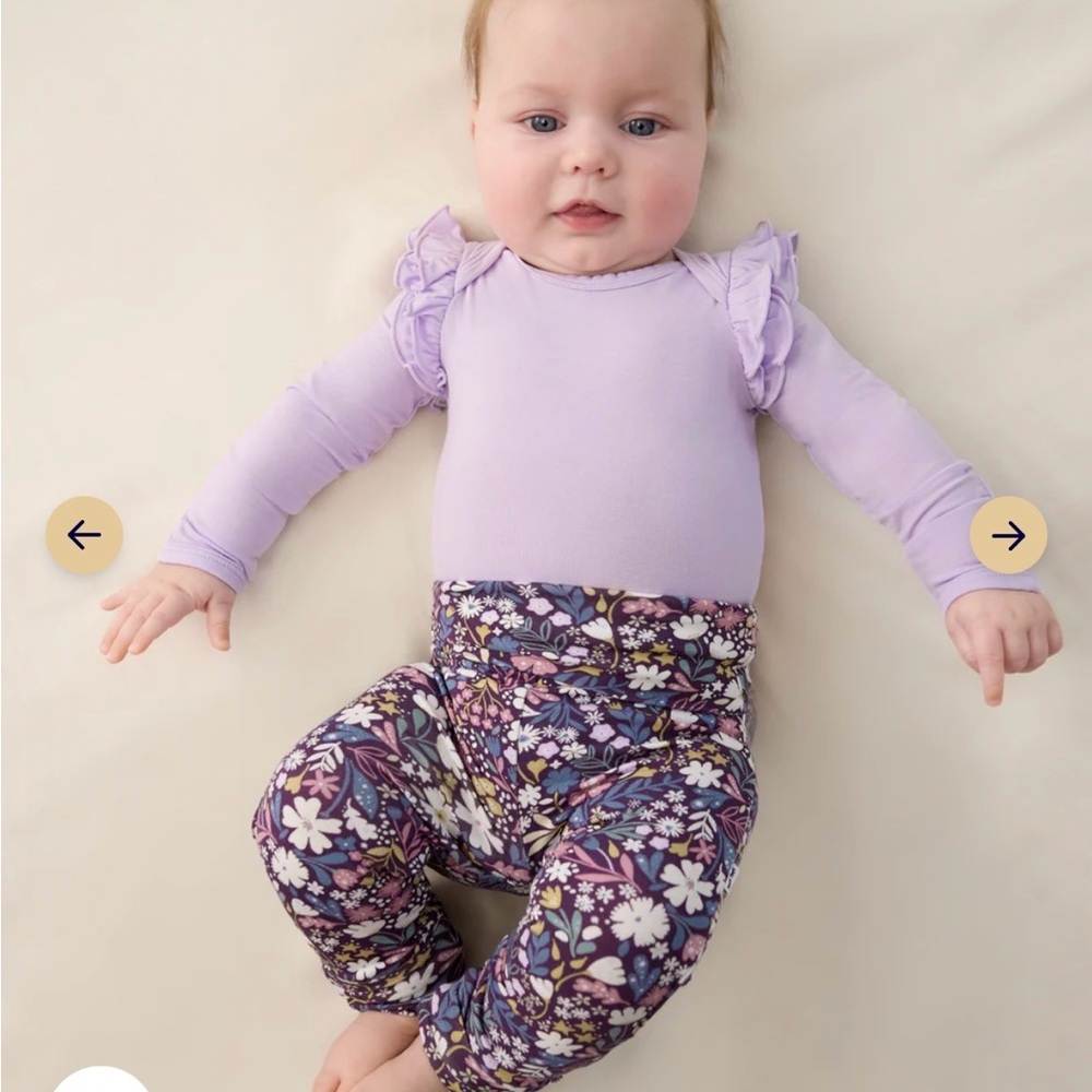 Little Sleepies misty lavender body suit & midnight pedal pants 3-6m set